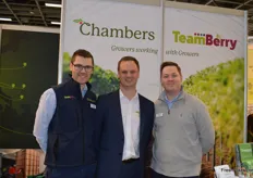 Chambers has formed the Berry Tea, a group of growers working together to provide a consistent supply of soft fruit. Ben Noman, George Beedell and Dan Hays from Chambers.